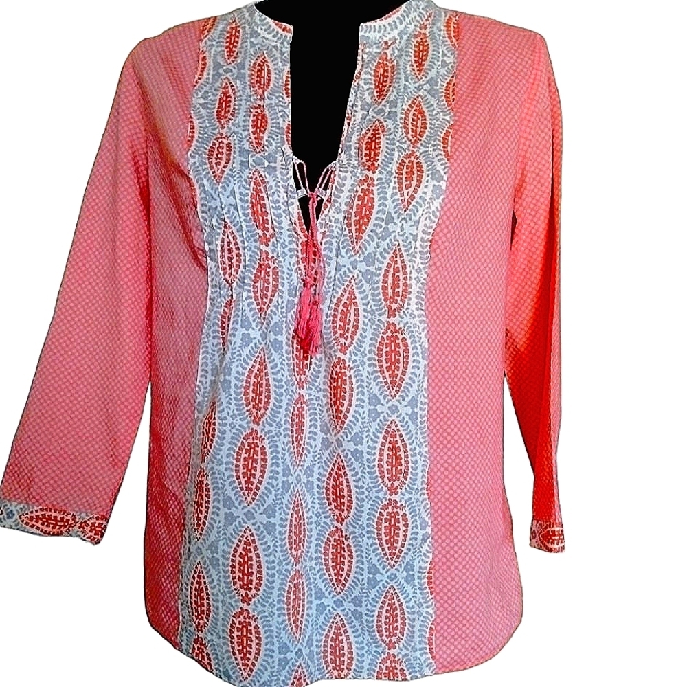 Jcrew orange‎ print cotton shirt
